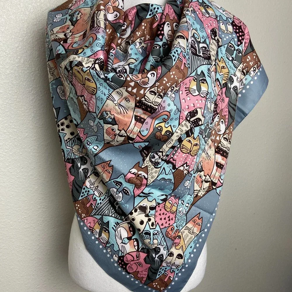 NEW Scarf CATS 100% silk  36